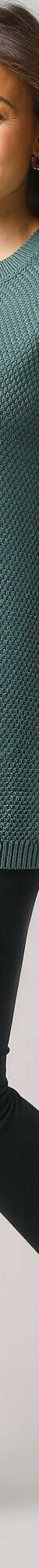 Pull tunique col tunisien, maille fantaisie (vert foncé) Pull tunique col tunisien, maille fantaisie (vert foncé)